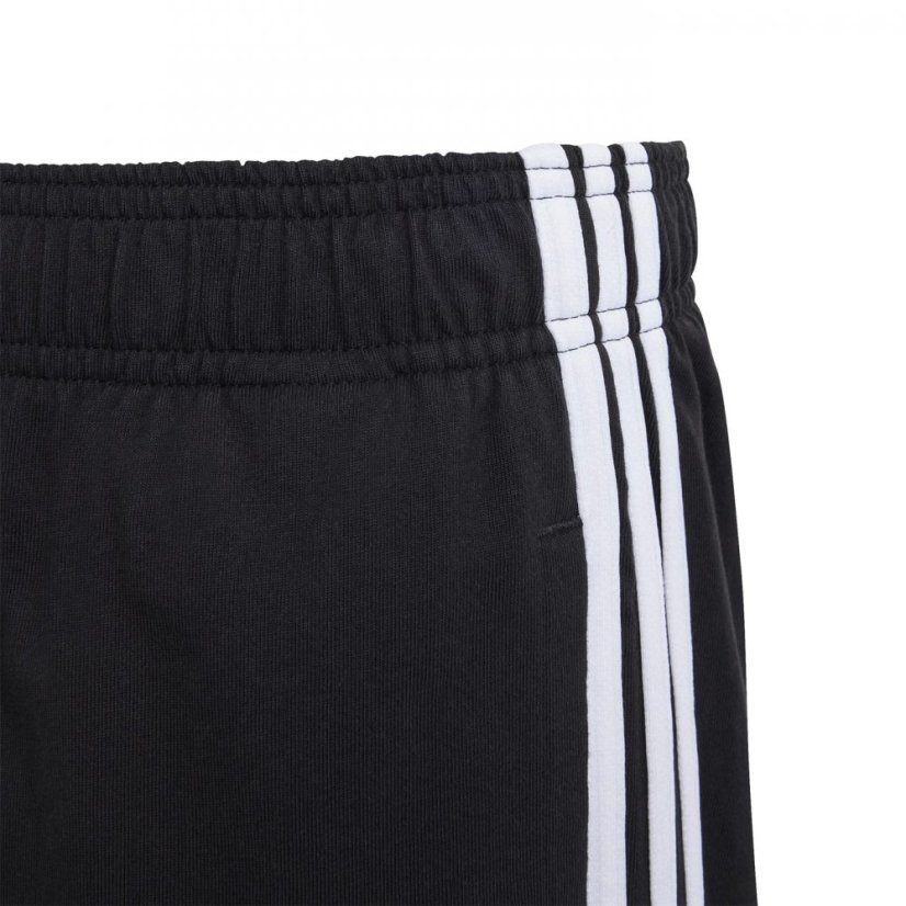 adidas Essentials 3 Stripe Jersey Short Juniors Black/White