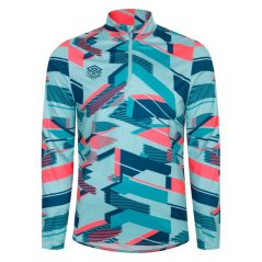 Umbro Premier Graphic Warm Up Mid Layer Top Blue pink