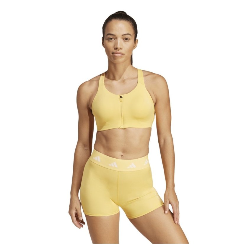 adidas Women's Tlrdim Lux Zipped Non Wired High Impact Sports Bra Yellow