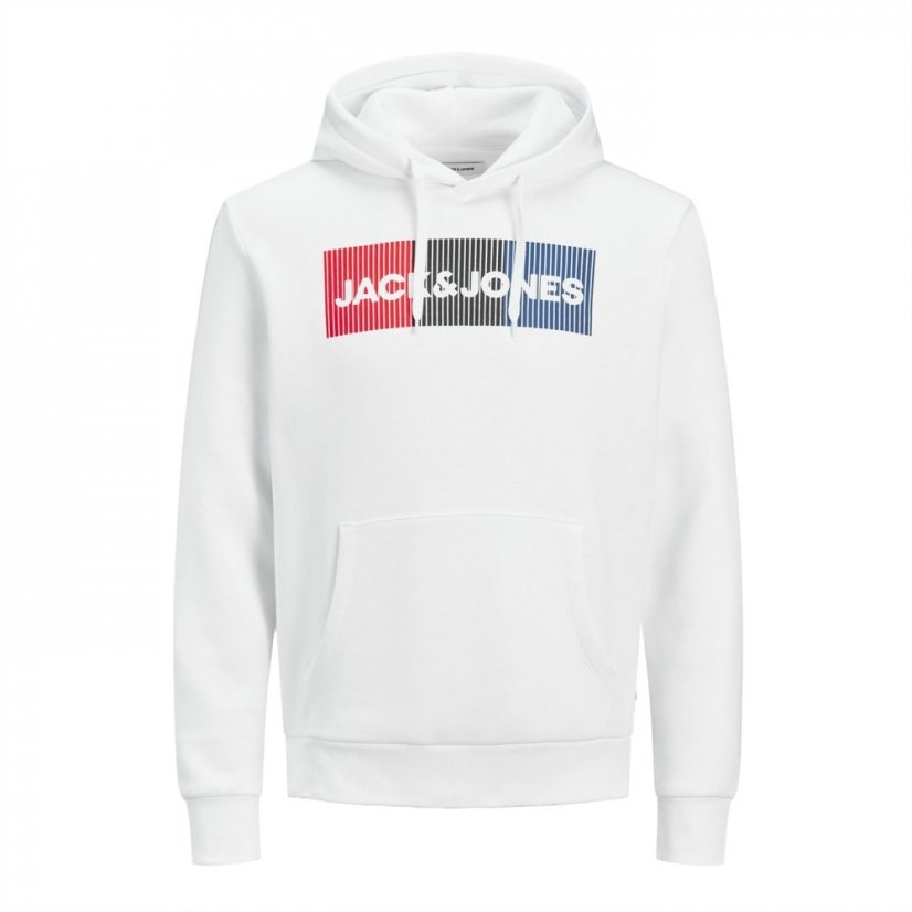 Jack and Jones Corp Logo Hoodie White Detail
