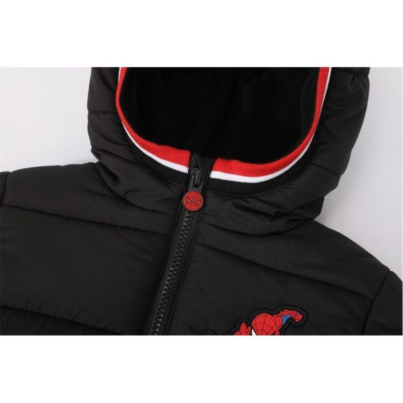 Character Kids Disney Hooded Long Sleeve Short Puffer Jacket Spiderman