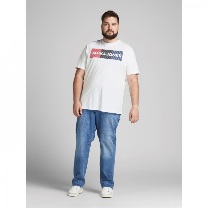 Jack and Jones Short Sleeve Logo T-Shirt Mens Plus Size White