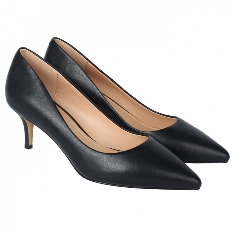 Linea Kitten Heel Shoes Black Leather
