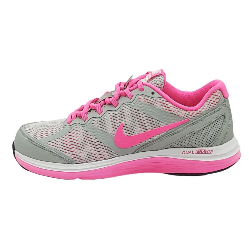 Nike Dual Fusion Girls Running Shoes Platinum/Pink