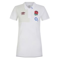 Umbro England Red Roses Rugby CVC Polo Shirt 2023 Womens White/Foggy Dew