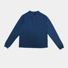 Howick Men's 3 Button Cotton Long Sleeve Pyjama Sets Blue Plain