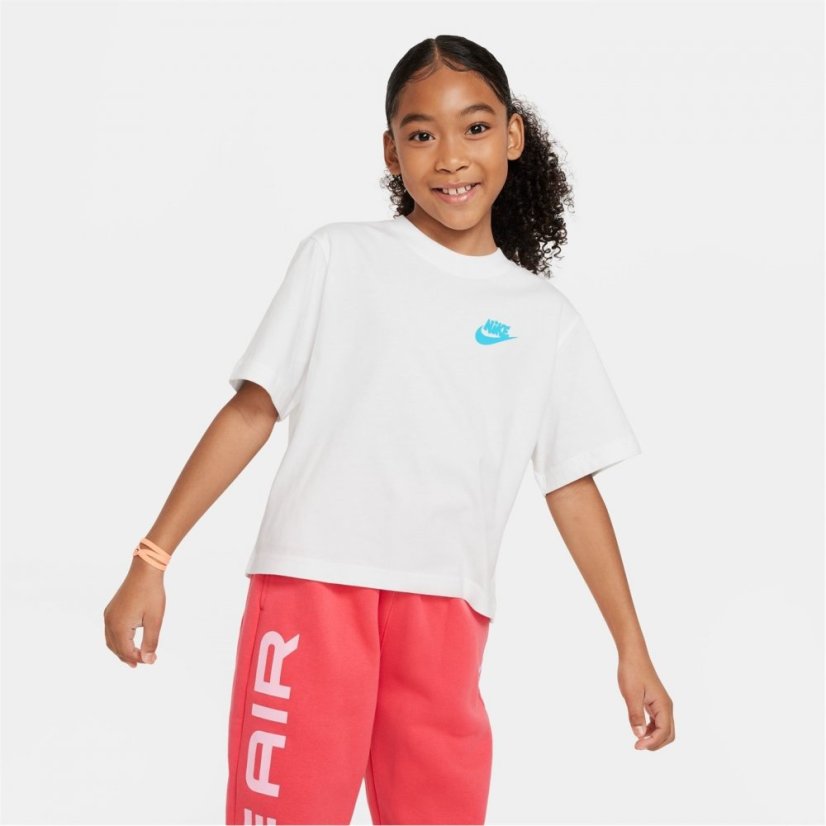 Nike Sportswear Big Kids' (Girls') Boxy T-Shirt White/Red