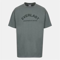 Everlast Men's Flocked Cotton Short Sleeve Crew Neck T-Shirt Khaki