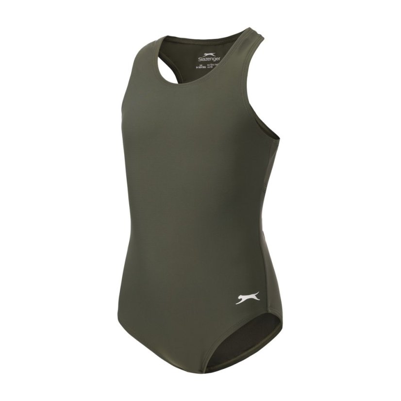 Slazenger LYCRA® XTRA LIFE™ Racer Back Swimsuit Girls Khaki