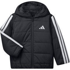 adidas Kids' Essentials 3-Stripes Water-Repellent Long Sleeve Puffer Jacket Black/White