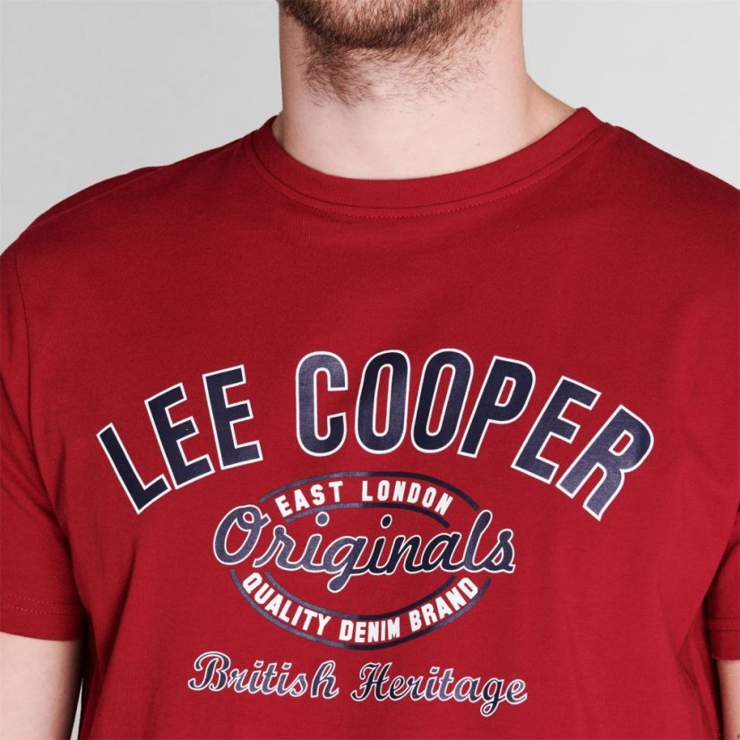 Lee Cooper Cooper Logo T Shirt Mens Vintage Red