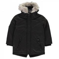 Firetrap Kids Cotton Faux Fur Long Sleeve Parka Black