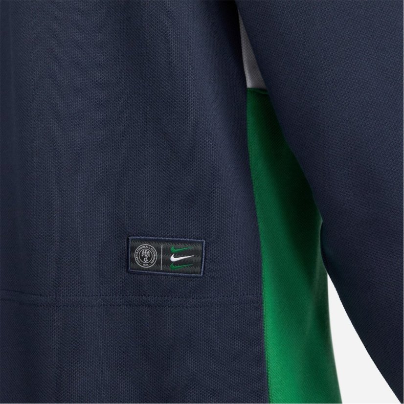 Nike Nigeria Long Sleeve Polo Top Mens Obsidian/Green