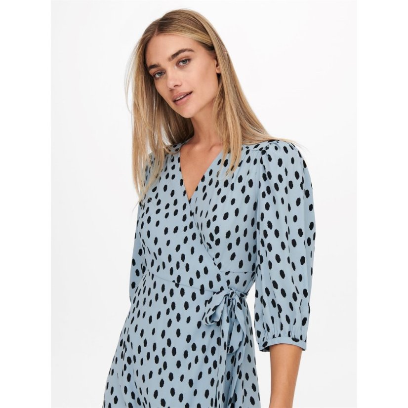 Only Women's Olivia Wrap Dress Blue Fog
