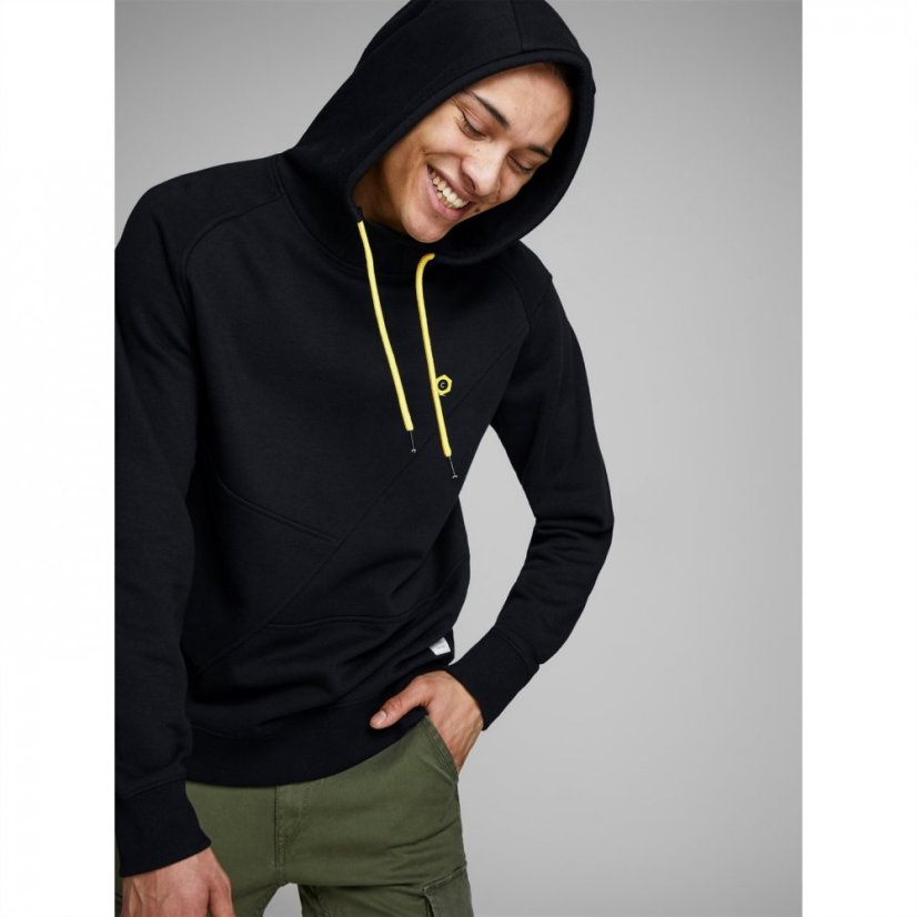 Jack and Jones Pinn Hooded Sweater Mens Black Fit