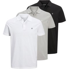 Jack and Jones 3-Pack Short Sleeve pánske polo tričko Gry/Blck/Wht