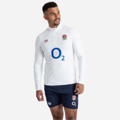 Umbro Men's England Rugby Warm Up High Stretch Lightweight Moisture-Wicking 2023 Performance Rugby Jacket Brill Wh/Blue