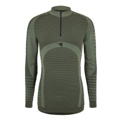 Diadora 1-2 Zip Ls T-Shirt Adv Verde Ti Mens Green