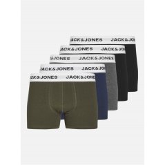 Jack and Jones White Waistband 5 Pack Boxer Trunks Junior Boys Black