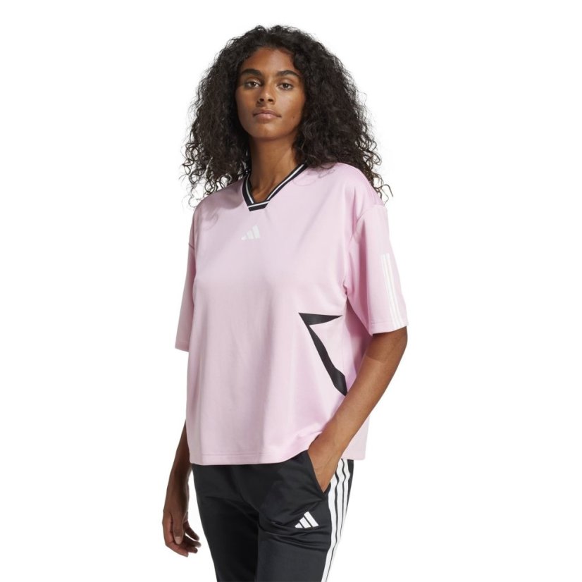 adidas Tiro Cut 3-Stripes Colorblock Boyfriend T-Shirt True Pink