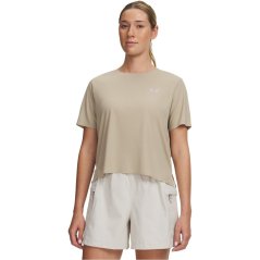 Under Armour Womens Explor Trail Run Short Sleeve Performance Top City Khaki