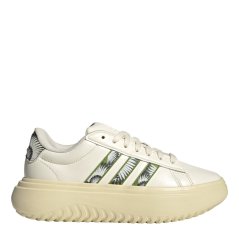 adidas Grand Court Platform Shoes Womens White/Green