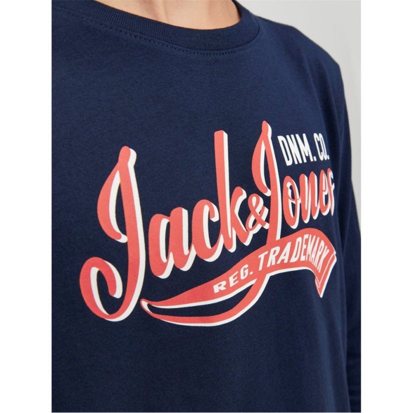 Jack and Jones Long Sleeve Logo T-Shirt Junior Boys Navy Blazer