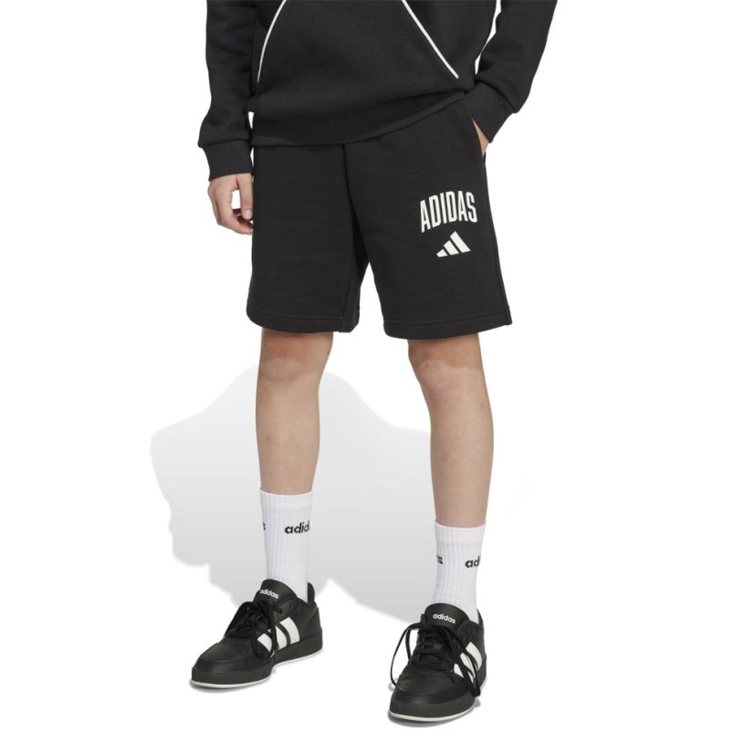 adidas Unisex Kids' Jersey Jogger Shorts Black/White