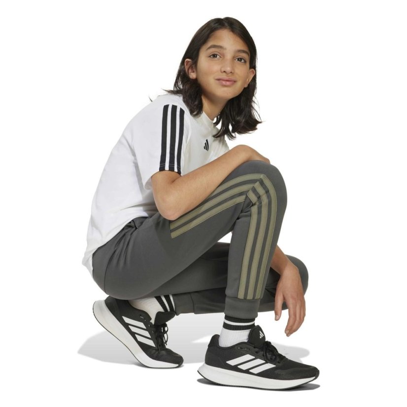 adidas Kids' Closed Hem Poly Tracksuit Joggers Grey/Olive