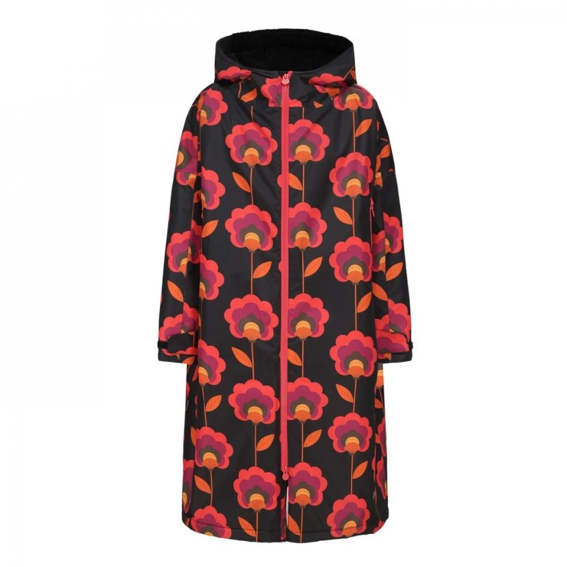 Gelert Full Length Waterproof Print Robe Black/Pink