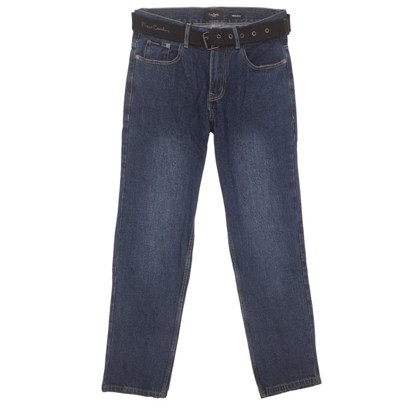 Pierre Cardin Web Belt Mens Jeans Vintage Blue