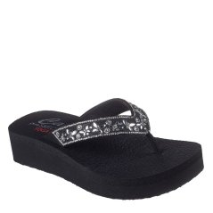 Skechers Butterfly And Flower Gem Thong W Yo Flip Flops Womens Black