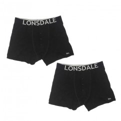 Lonsdale 2 Pack Boxers Mens Black/Silver