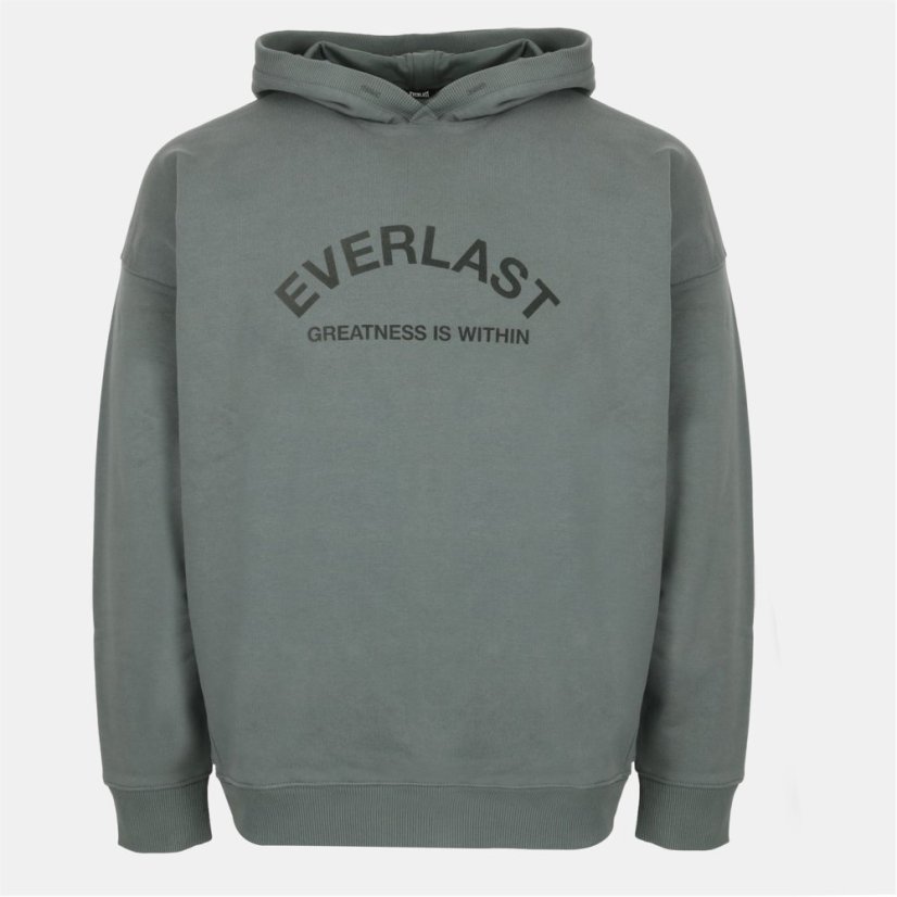 Everlast Men's Flocked Cotton Long Sleeve Oversized Fit Hoodie Khaki