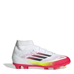adidas F50 League Mid Childrens Firm Ground Football Boots White/Red