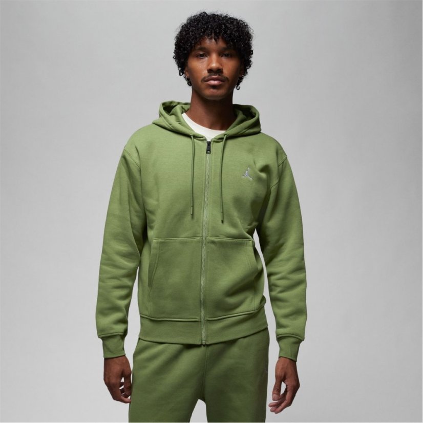 Air Jordan Essentials Men's Full-Zip Fleece Hoodie Olive/White