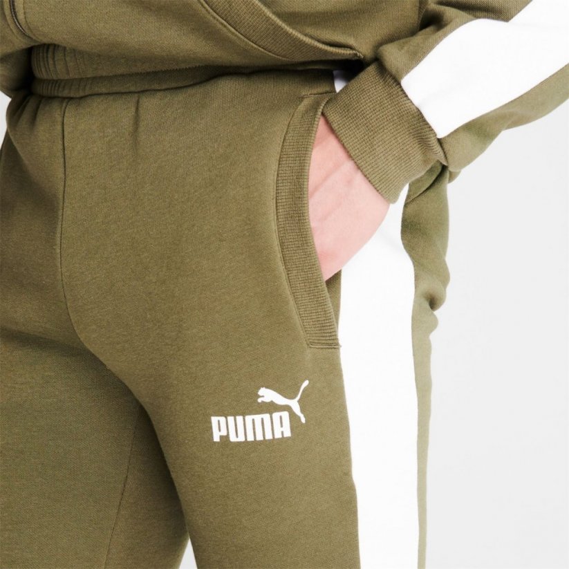 Puma Clean Fleece Tracksuit Mens Olive/White