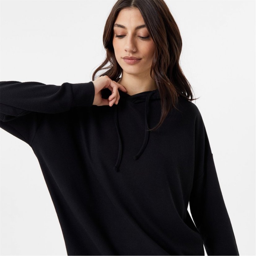 USA Pro Ribbed Slouchy Hoodie Jet Black