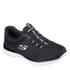 Skechers Mesh Bungee Slip-On W Memory Foam Low-Top Trainers Womens Black/White