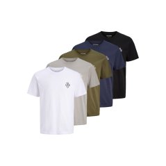 Jack and Jones 5-Pack Short Sleeve pánske tričko Wh/Nv/Bk/Ol/Gry