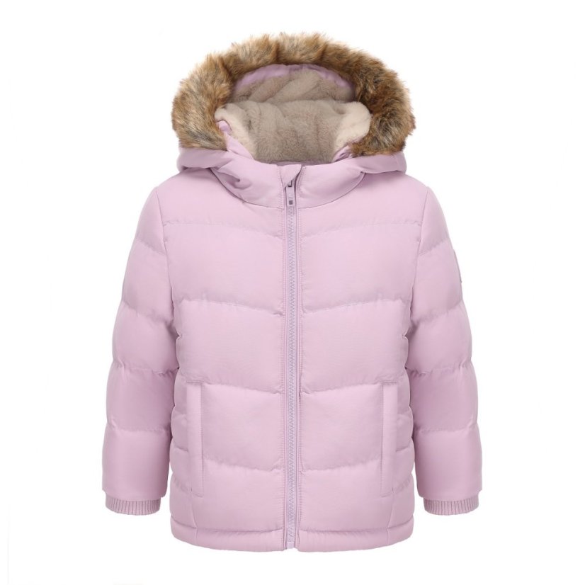 SoulCal Kids' 2 Zip Bubble Hooded Long Sleeve Short Puffer Jacket Lilac