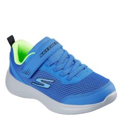 Skechers Lightweight Gore & Strap Sneaker Runners Boys Blue/Lime