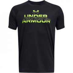 Under Armour Tech™ Split Wordmark Short Sleeve Boys Black/High-Vis