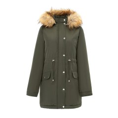Miso Women's Full Zip Hooded Long Sleeve 2 Pockets Parka Khaki