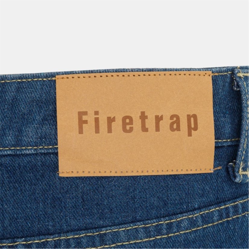 Firetrap Men's Cotton Mid Rise Straight Leg Jeans Mid-Blue