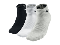 Nike New 3PPK Cotton Half Cushion QT Socks White/Grey/Black