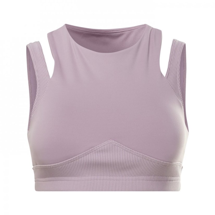 Reebok Studio Layered Bra Top Womens Medium Impact Sports Infused Lilac