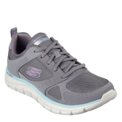 Skechers Women's Track Casual Low-Top Trainers Charcoal/Aqua