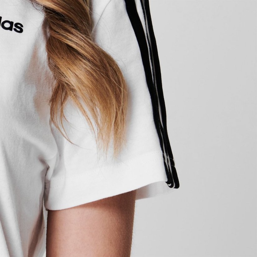 adidas 3 Stripe T-Shirt White/Black