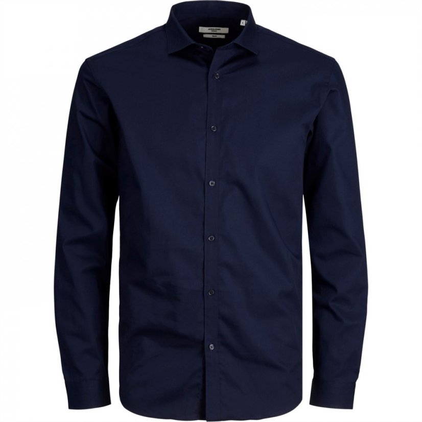 Jack and Jones Cardiff Plain Long Sleeve Button Up Shirt Navy Blazer